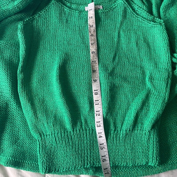 Vintage 80s Hand Knit Green Pearl Embellished Elegant Twinset S/M - Picture 16 of 16